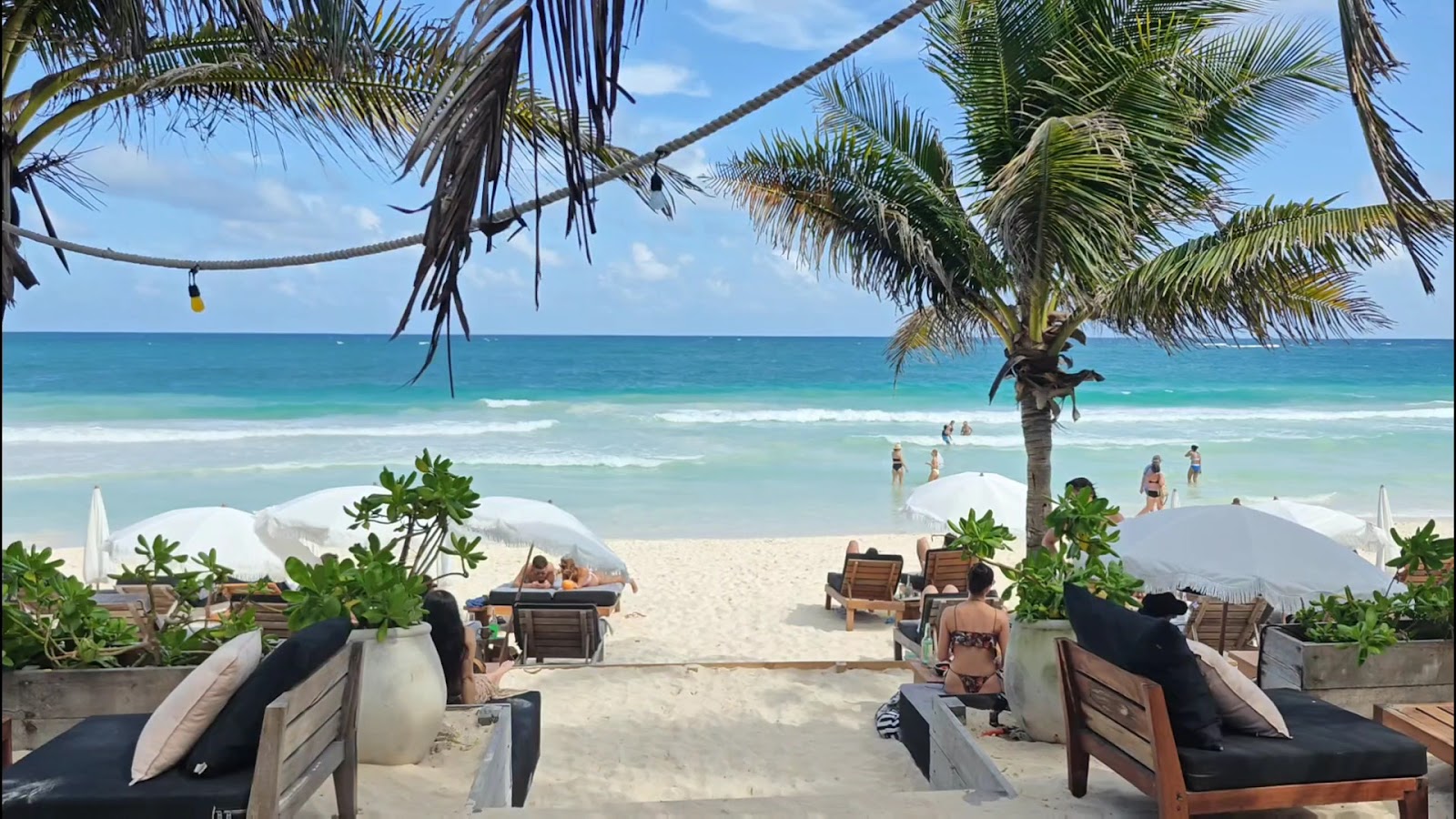 Beachfront deck overlooking the Caribbean Sea