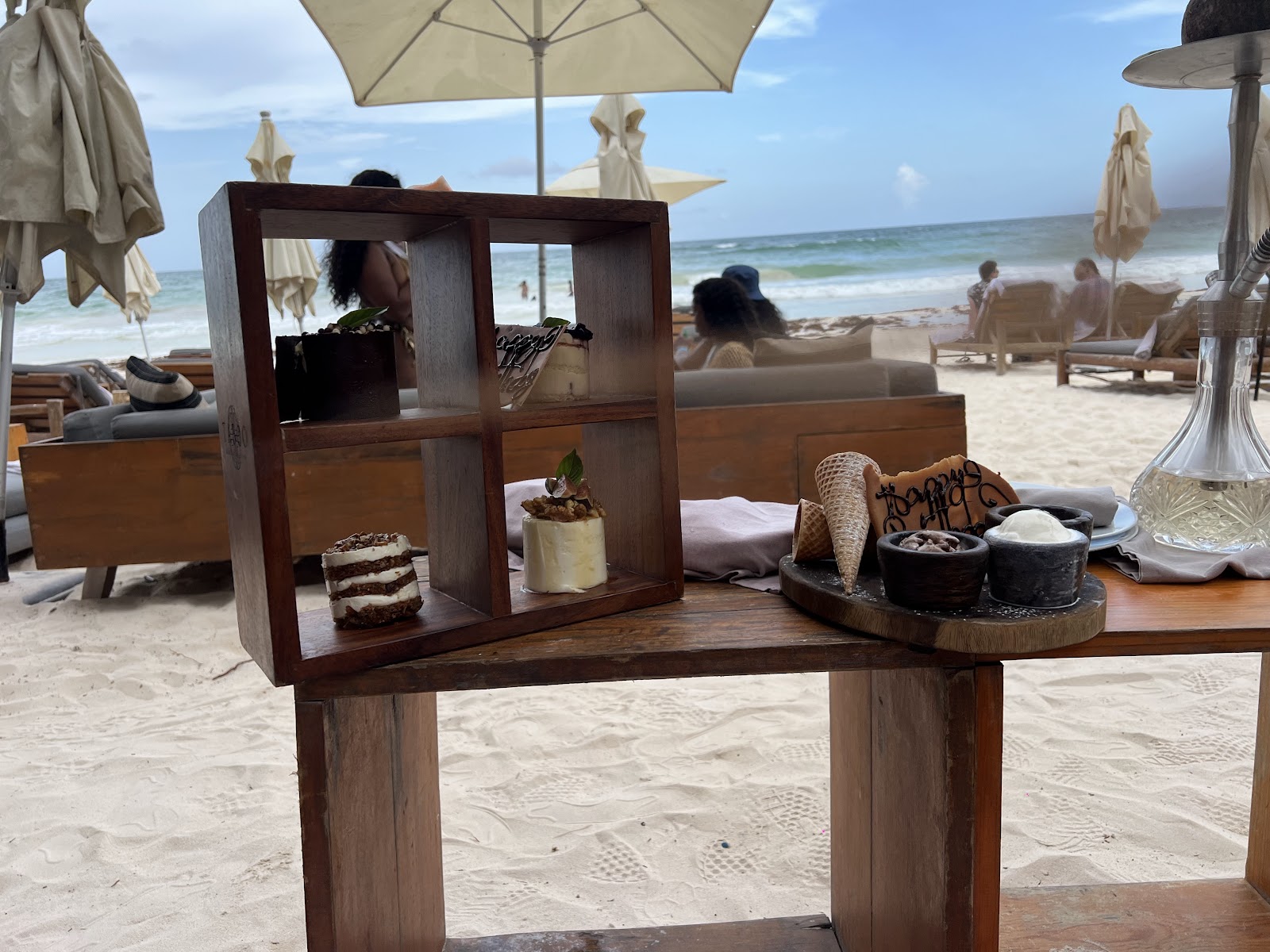 Beachside table with a view of the sea