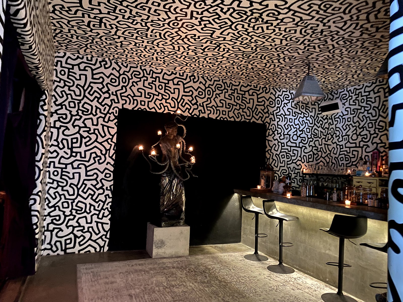 Casa Malca bar with bold patterned walls