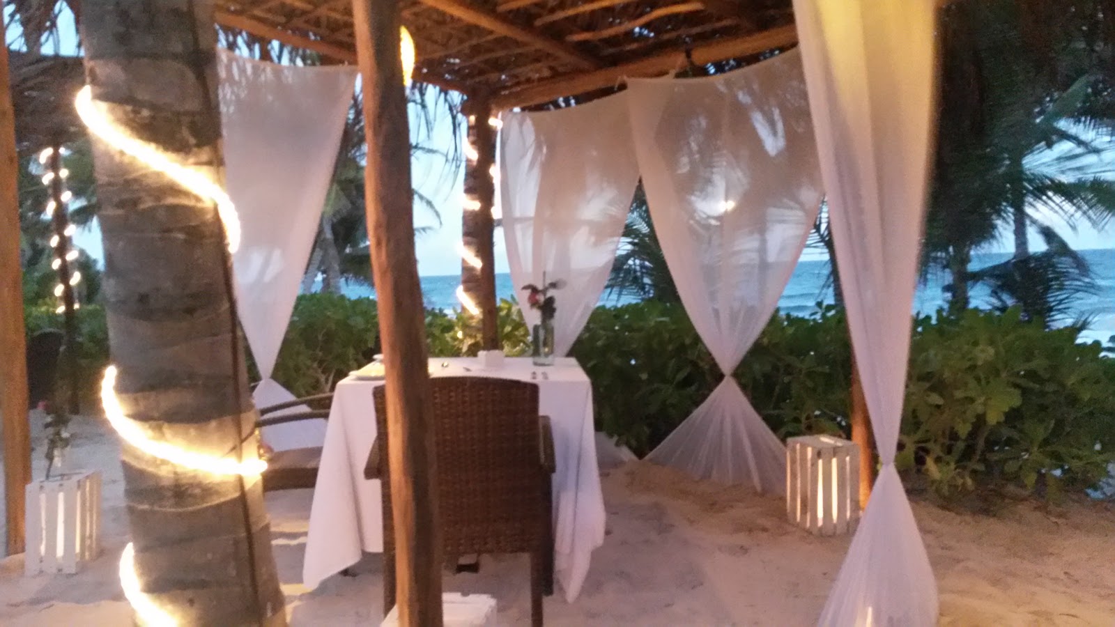 Curtained cabana on the sand