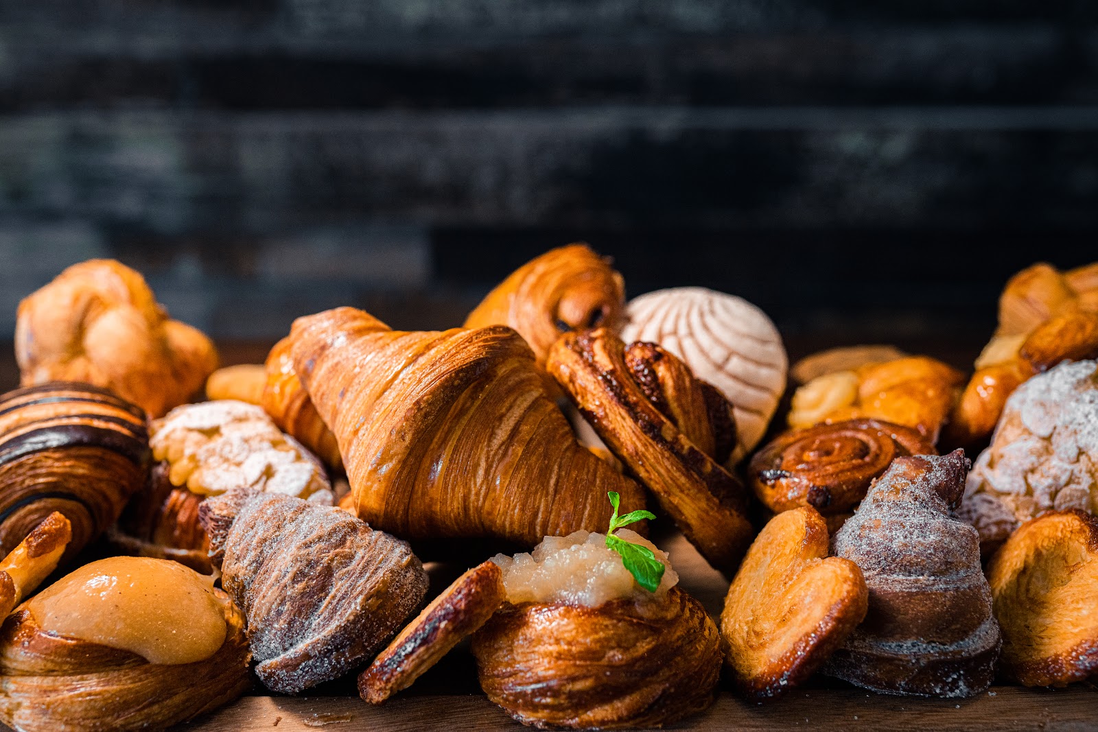 Freshly baked pastries on display