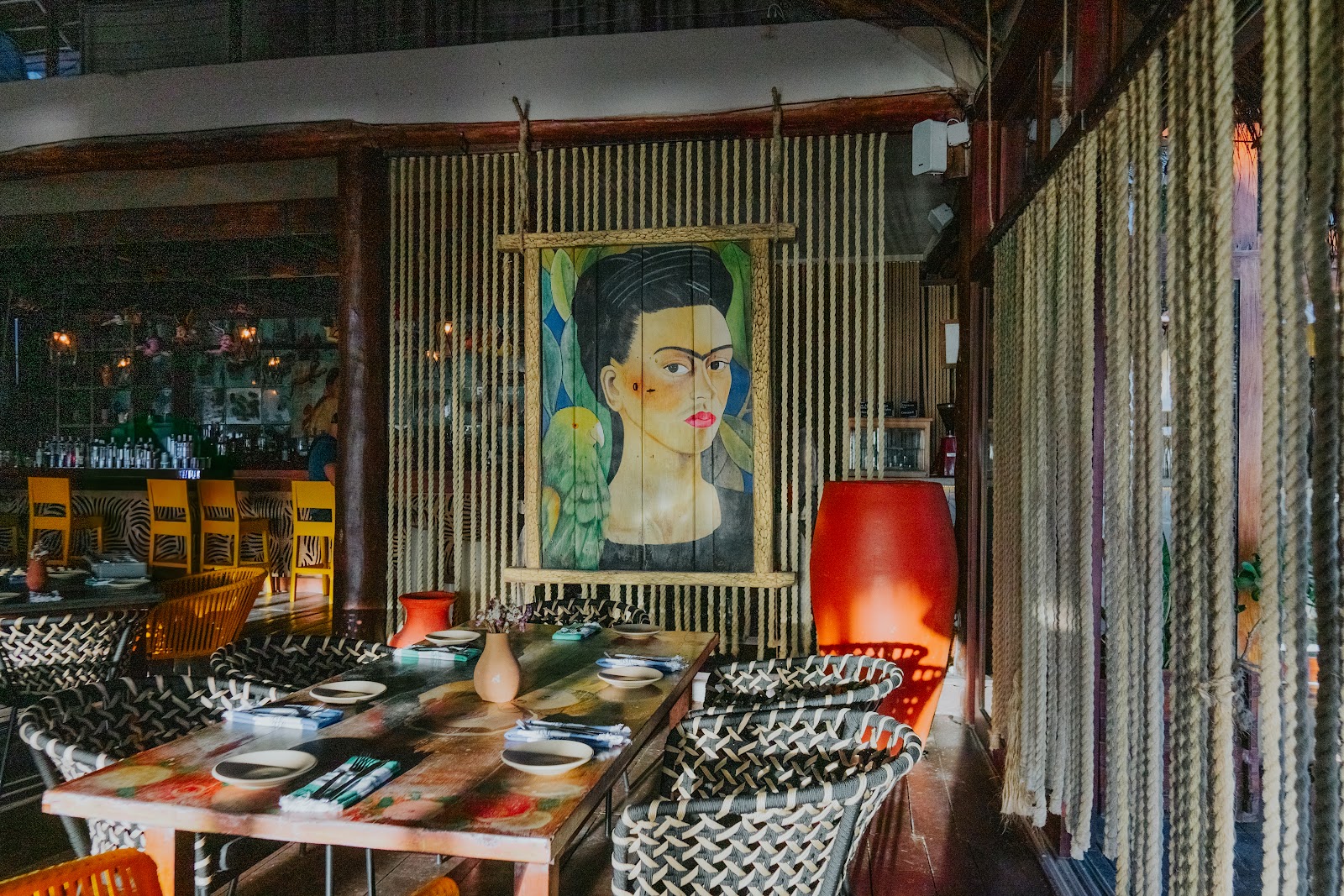 Colorful dining room with artwork at La Zebra
