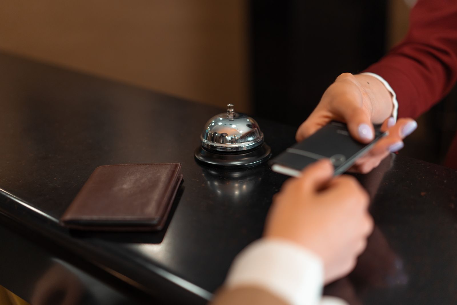 Person making a reservation on a smartphone