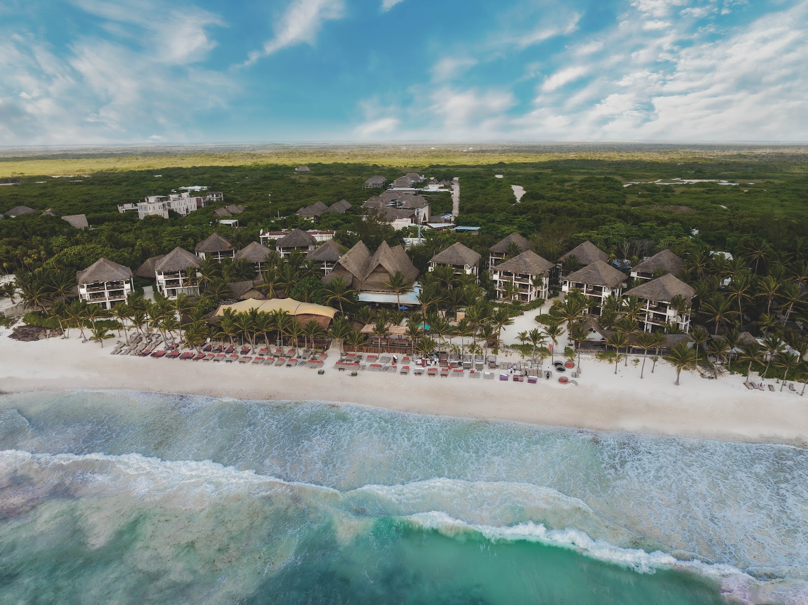 Aerial view of Mia on the Tulum coastline