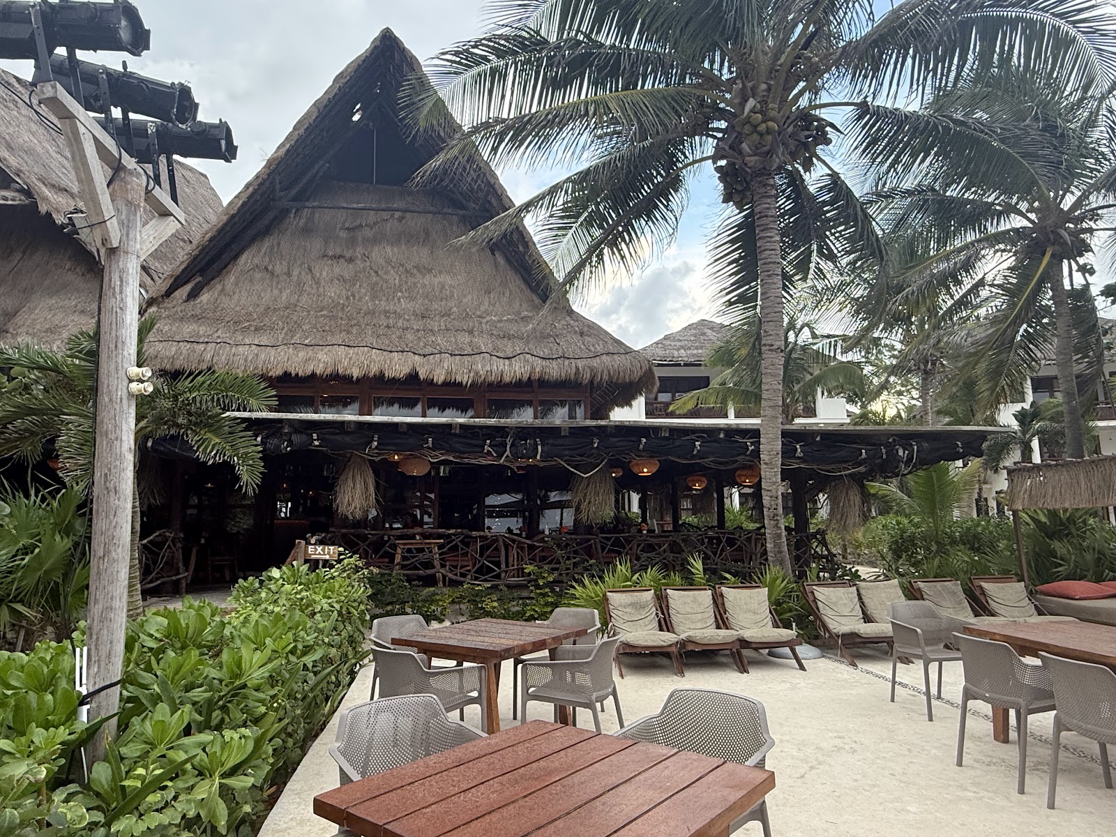 Mia Beach Club palapa restaurant on the beach