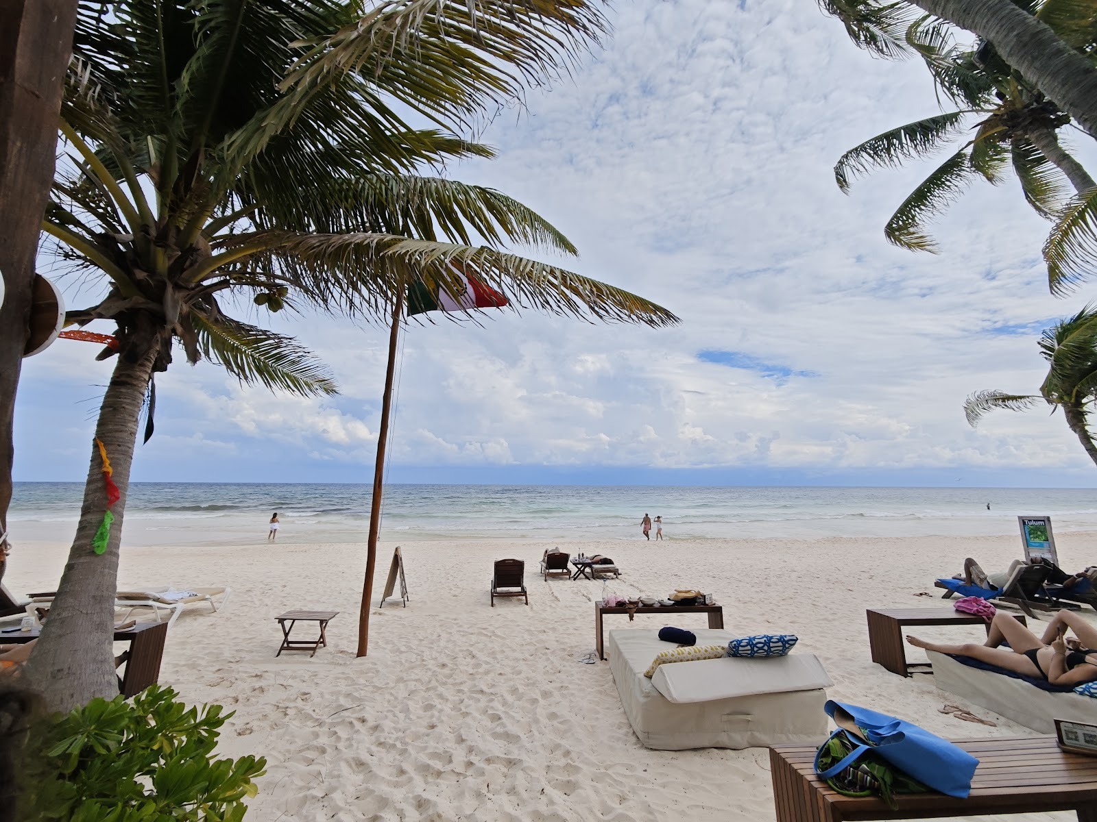 Palm-lined beach in the Tulum hotel zone