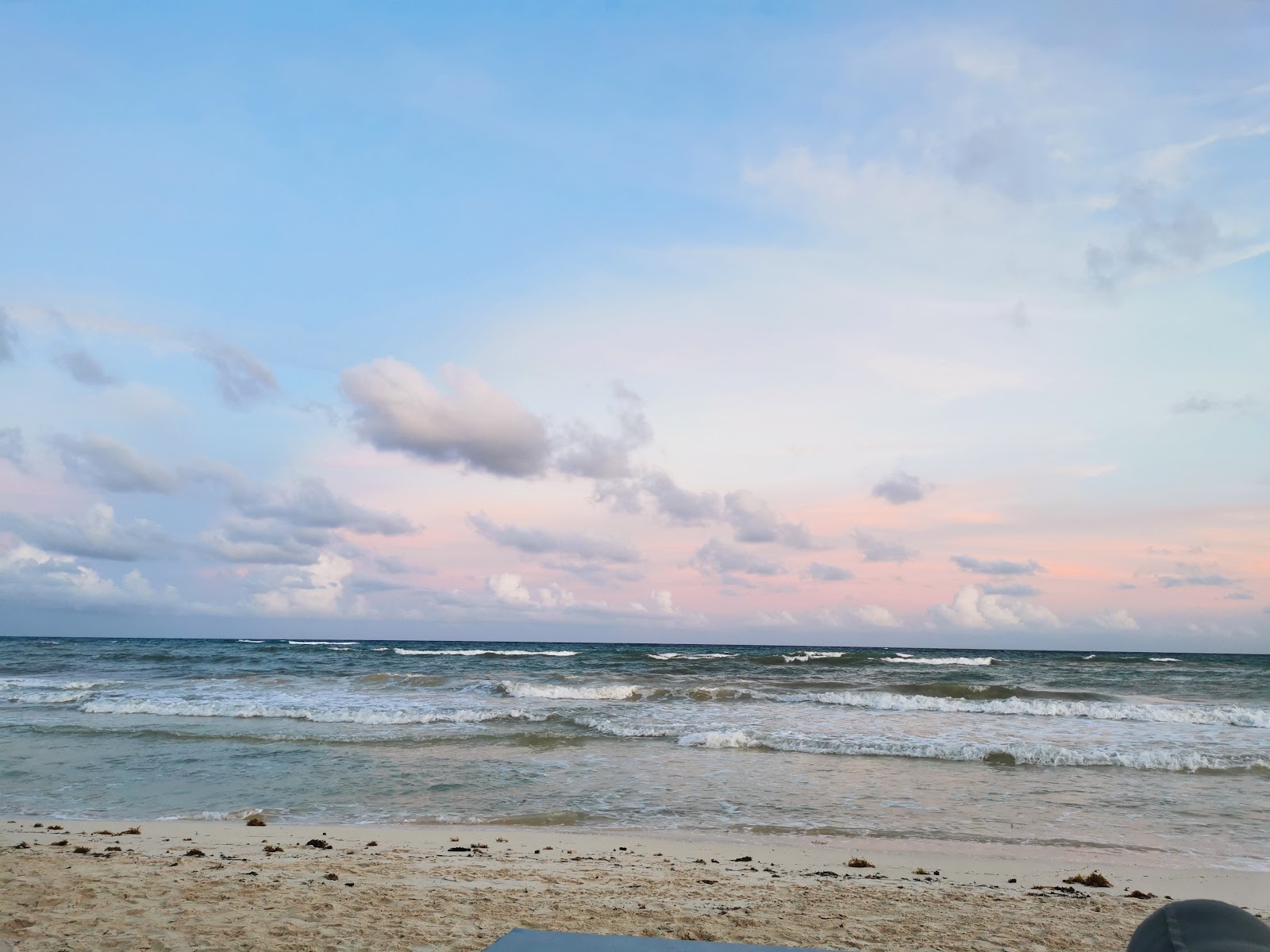 Pastel sky over the Caribbean Sea in Tulum