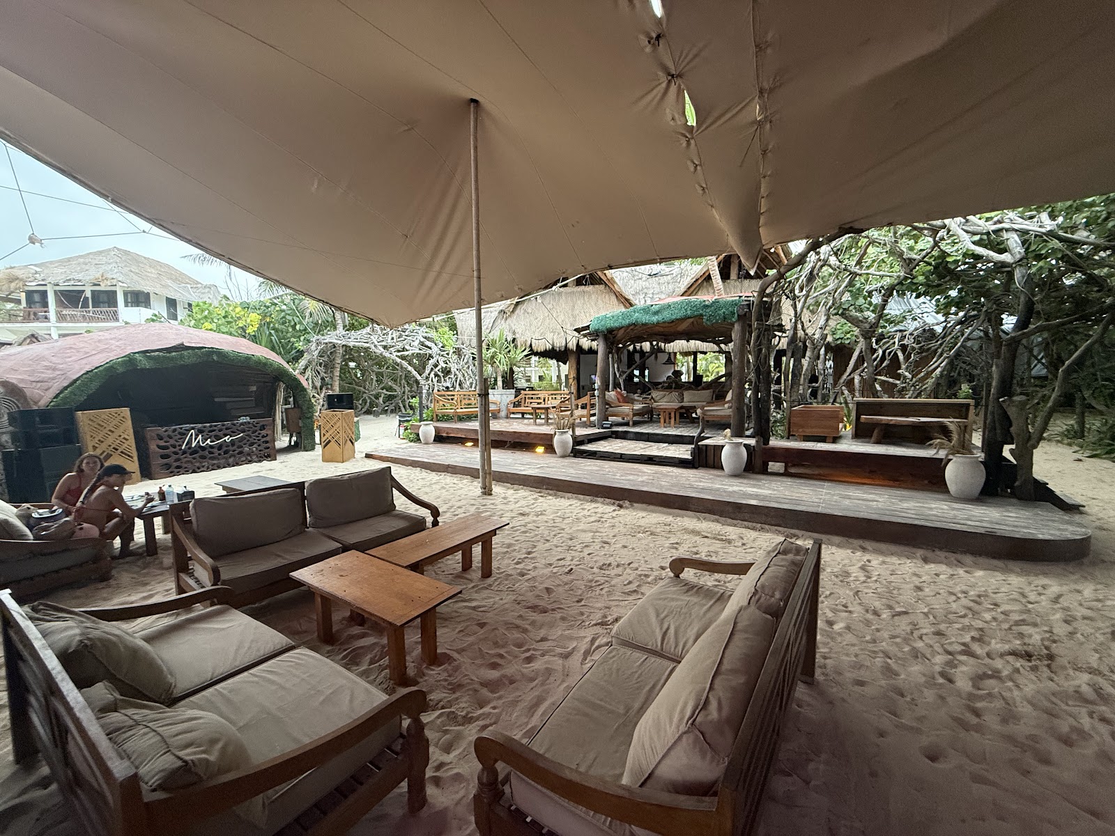 Shaded lounge area for group gatherings