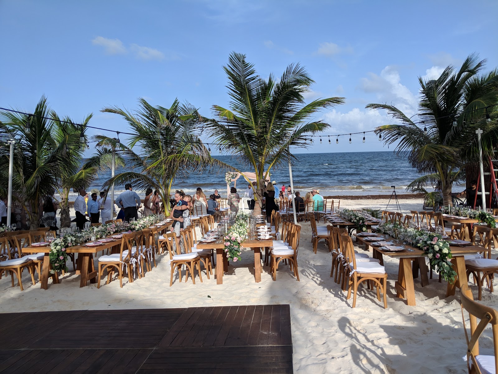 Tulumania dining area overlooking the beach