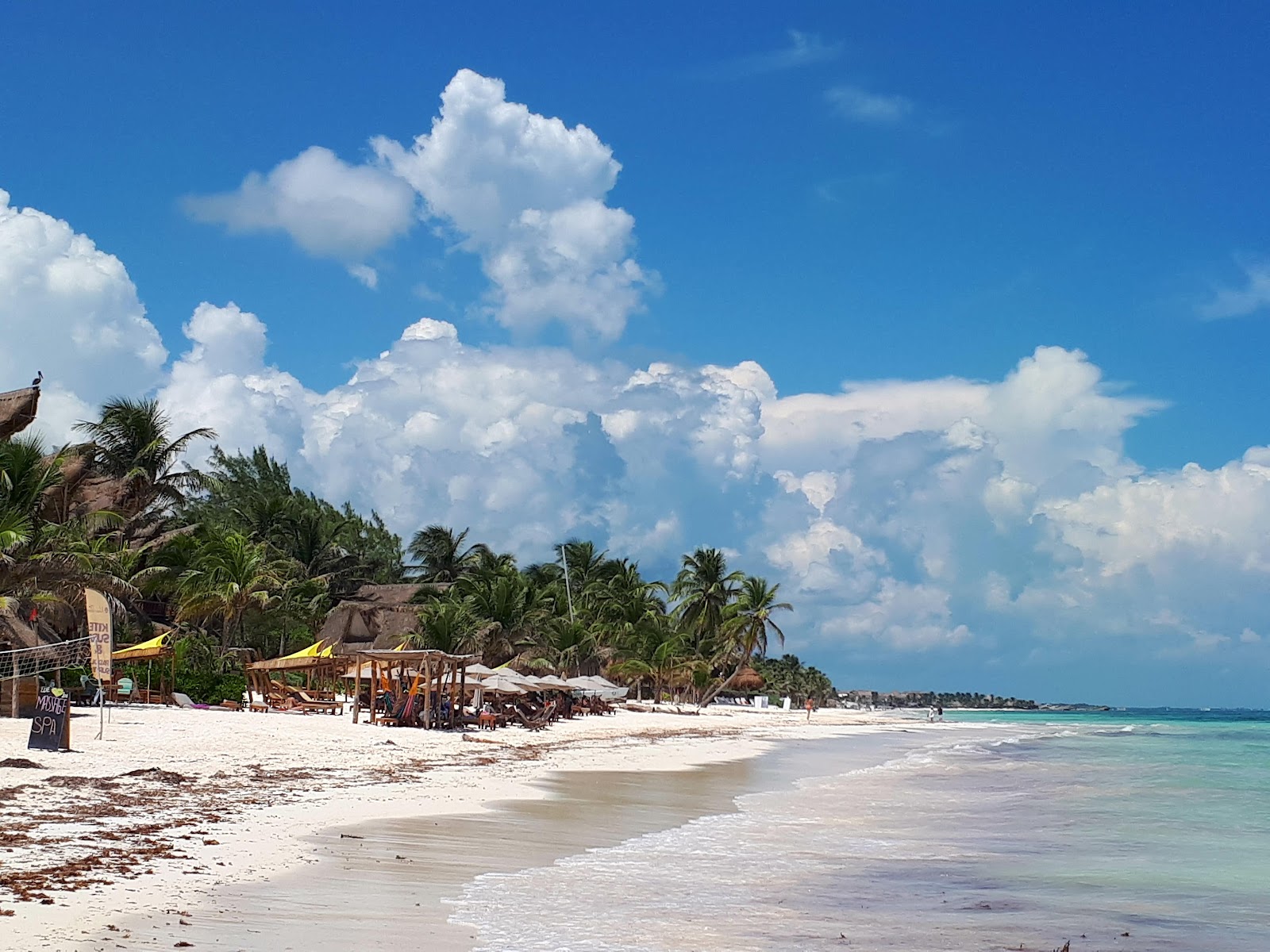 Wide white sand beach in the Tulum hotel zone