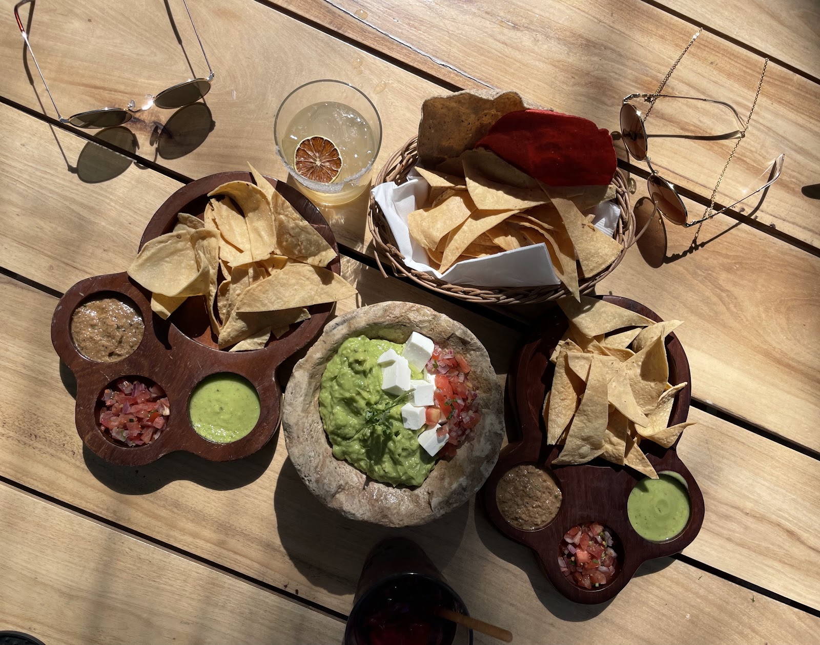 Mexican starters with guacamole and salsas at Ziggy